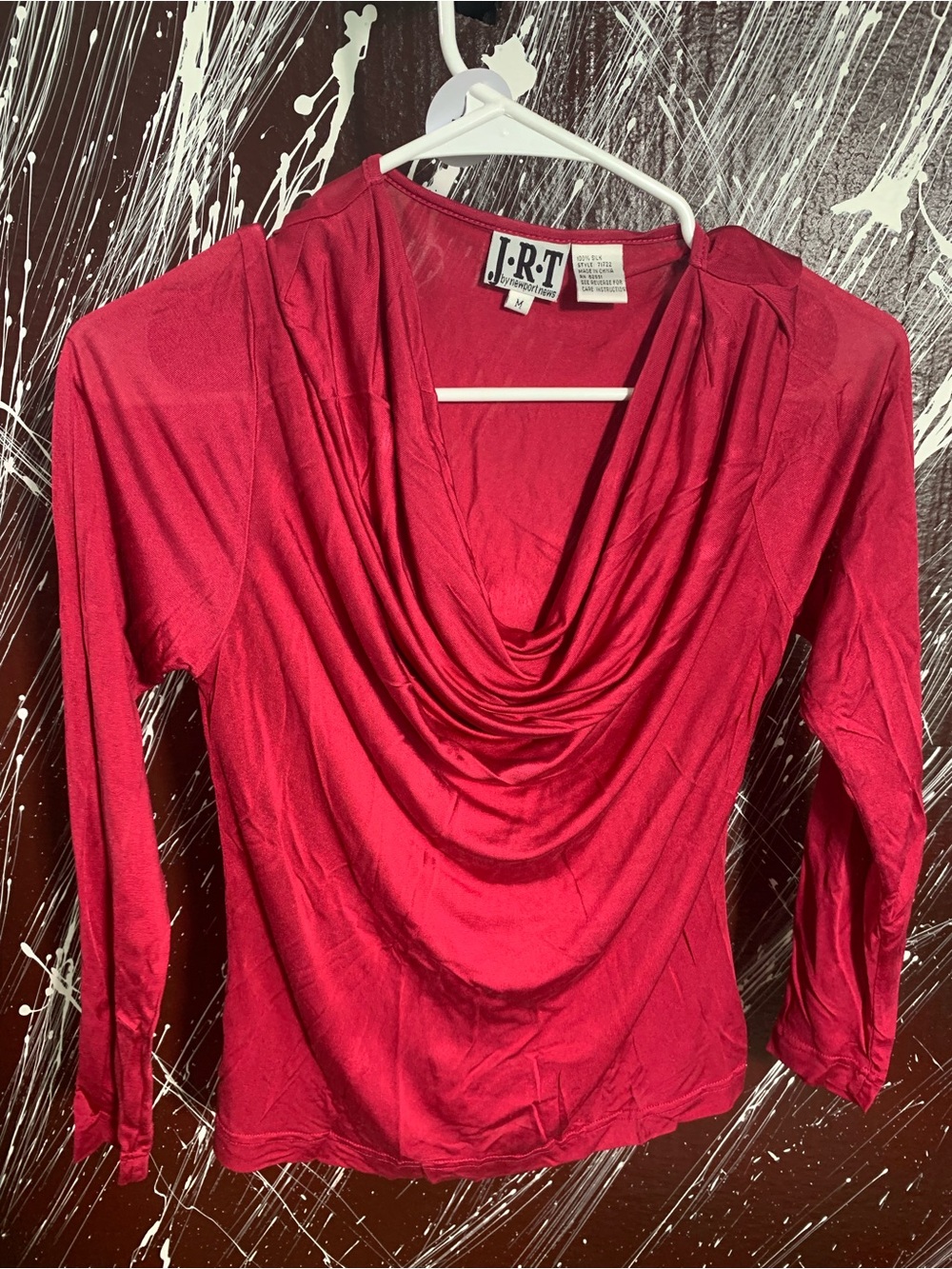 Newport Red Pink Cowl-Neck Long Sleeve Blouse